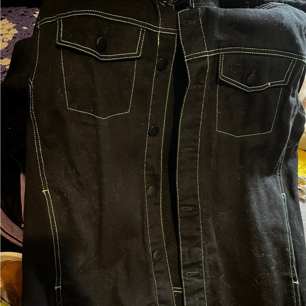 Black Jacket with Green Stitching